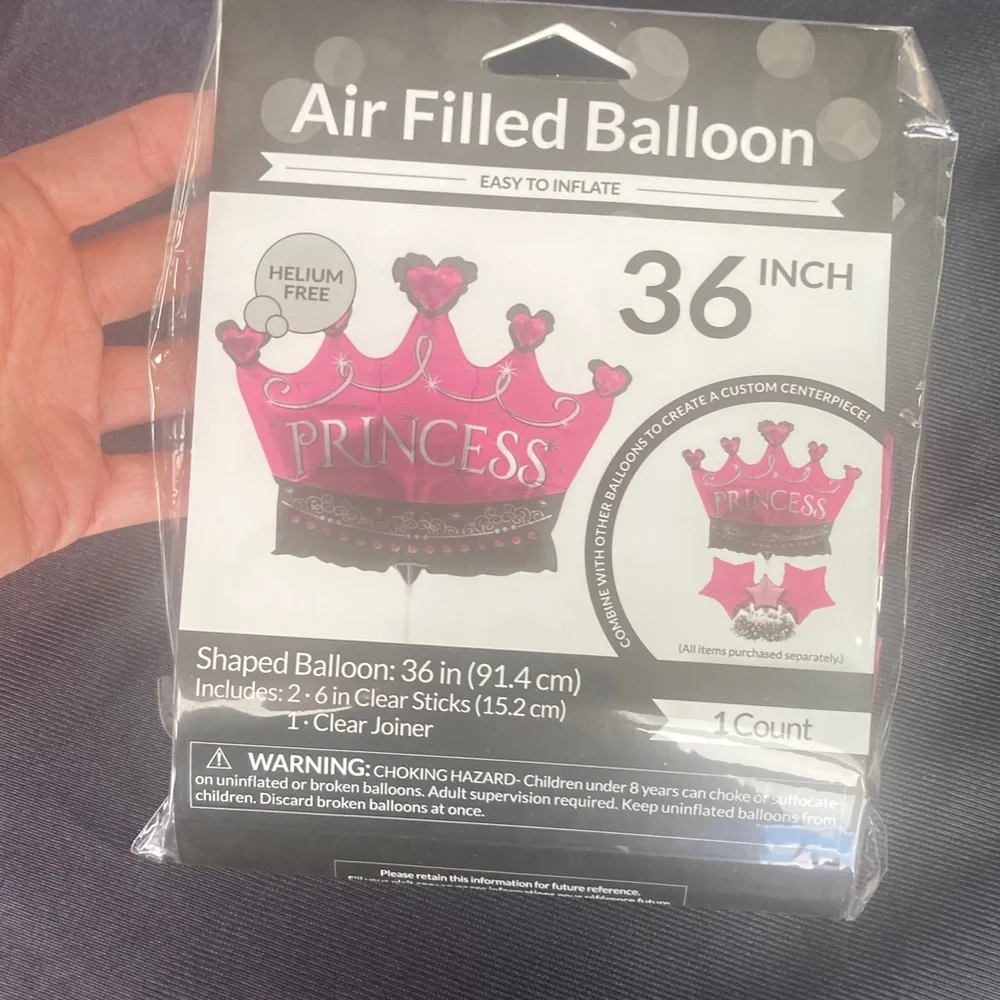 4 balloons helium free princess crown design pink 36 in blow them up your self